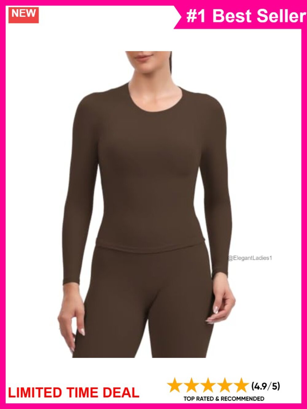 Women's Long Sleeve Crew Neck Workout T-Shirt Slim Fit Athletic Top
